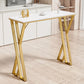 Modern High Bar Table With Double Pedestal - White / Gold