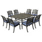 Square 8 Person 63.98" Long Dining Set With Dupione Brown Cushions