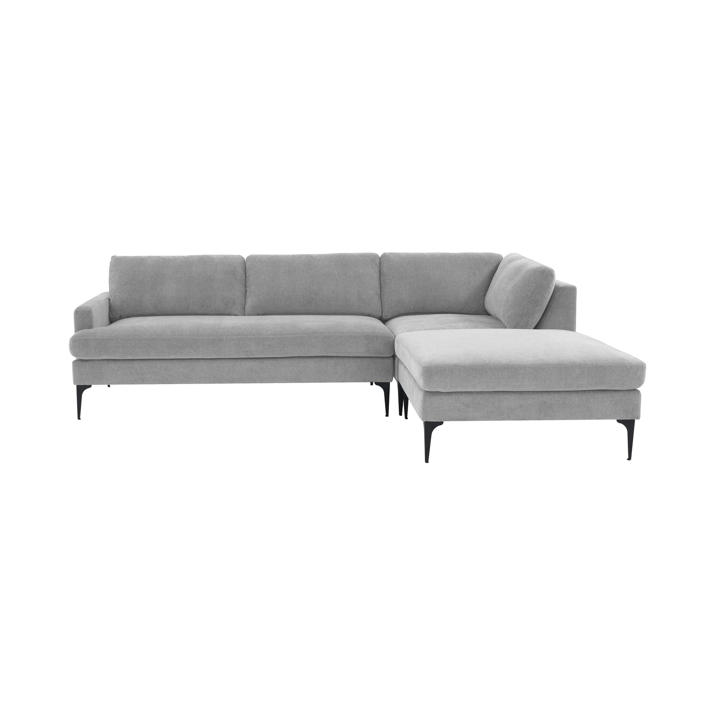 Serena - Velvet Chaise Sectional With Black Legs