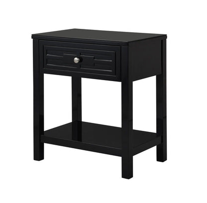 Dylan - Wooden End Side Table Nightstand With Glass Top And Drawer