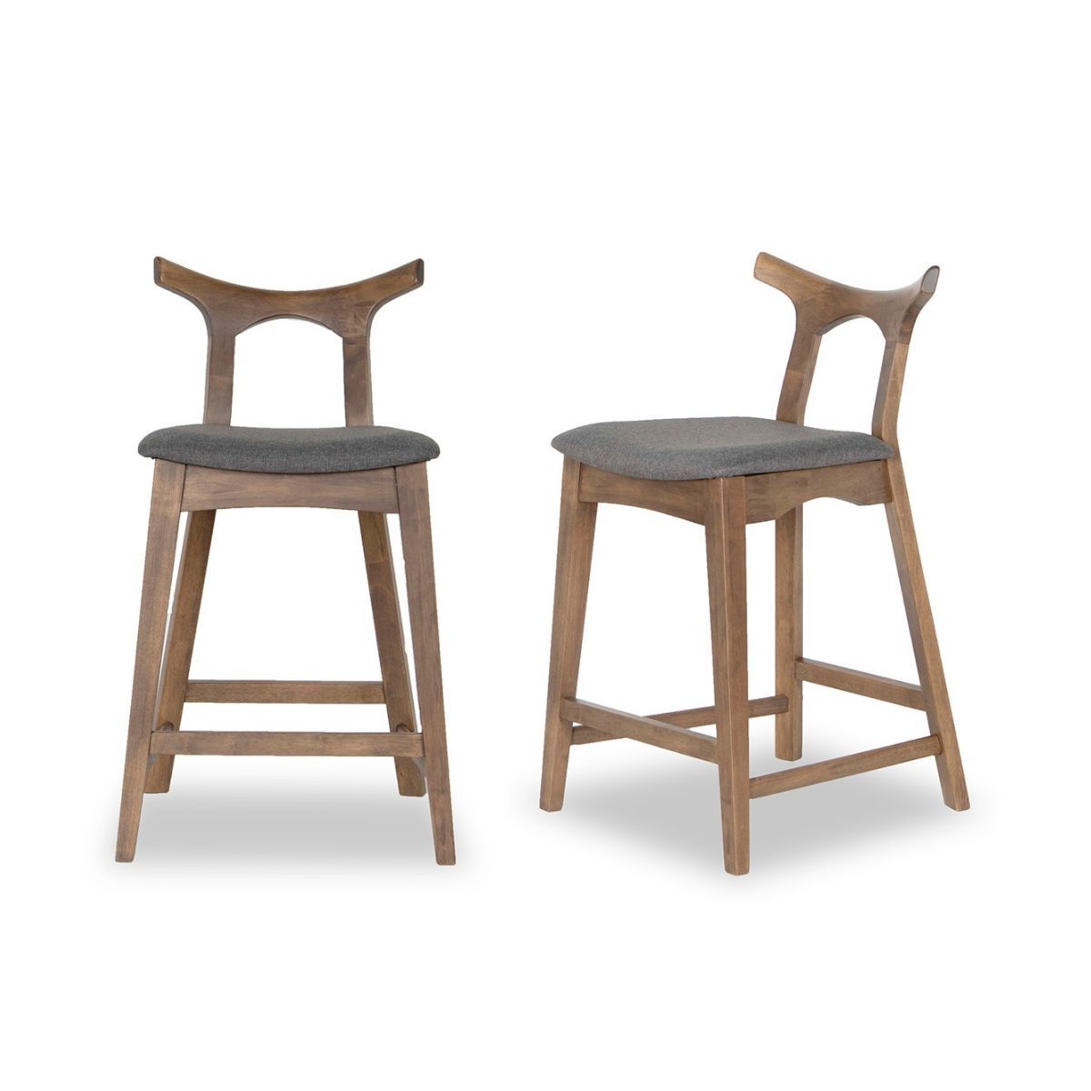 Hester - Solid Wood Upholstered Square Bar Chair (Set of 2) - Fabric - Gray