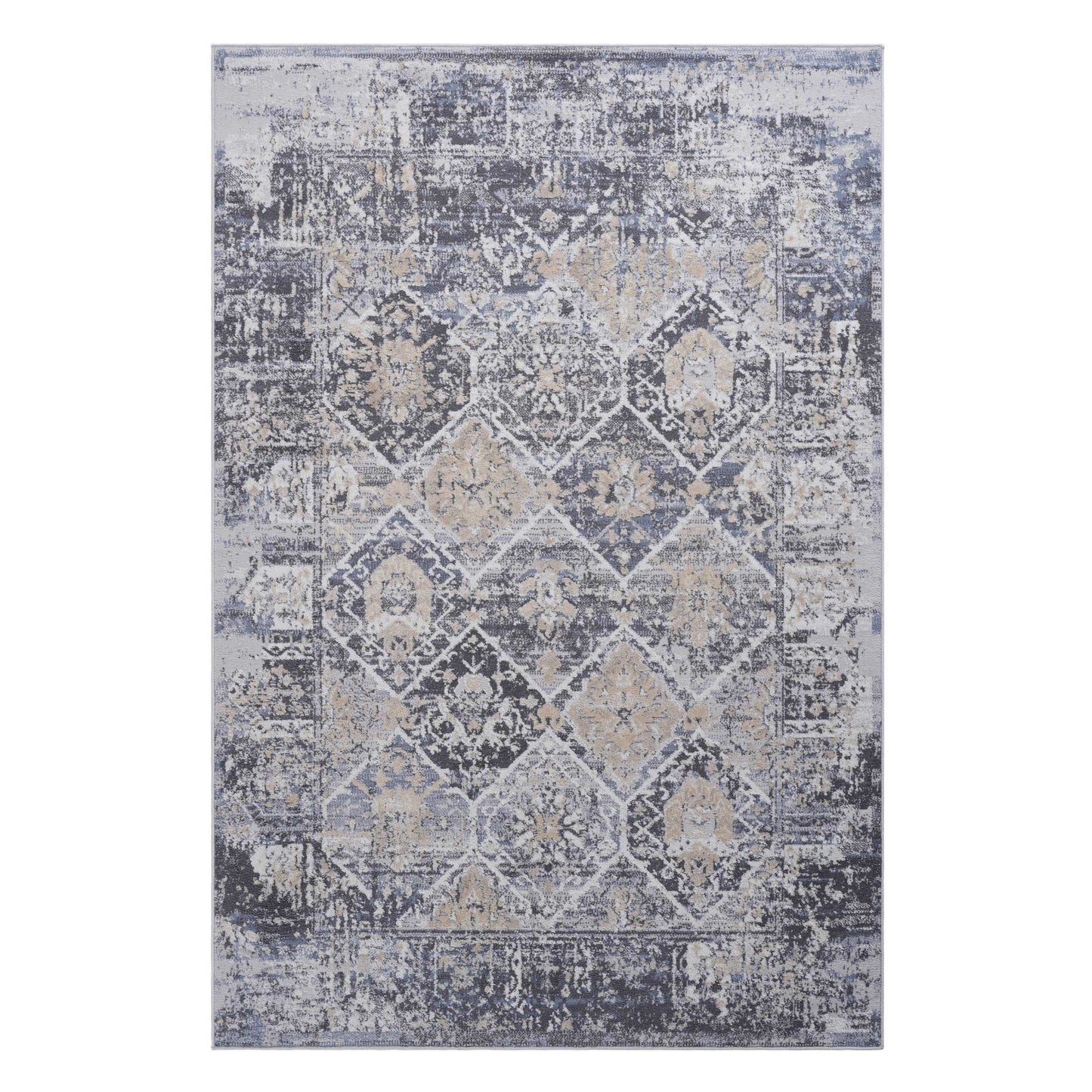 5' x 7' Traditional Non-Shedding Living Room Bedroom Dining Home Office Stylish And Stain Resistant Area Rug - Gray / Blue