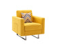 Victoria - Linen Fabric Armchair With Metal Legs, Side Pockets, And Pillow