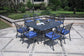 Square 8 Person 64" Long Aluminum Dining Set With Cushions