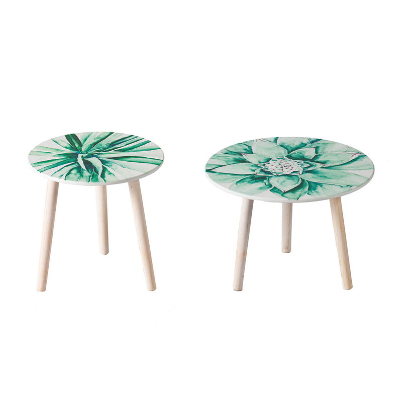 Side Tables (Set of 2) - White / Green