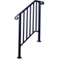 Handrails For Outdoor Steps, Fit 2 Or 3 Steps Outdoor Stair Railing, Picket#2 Wrought Iron Handrail, Flexible Porch Railing, Transitional Handrails For Concrete Steps Or Wooden Stairs - Black