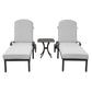 Reclining Chaise Lounge Set With Cushion And Table - Metal