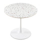 Mid-Century Stone Round Dining Table For Dining Room, Living Room, Cafe, Easy Clean - White