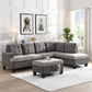 Sofa Set With Chaise Lounge And Storage Ottoman - Gray