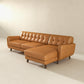 Allison - Mid-Century Modern Leather Sectional Sofa Chaise