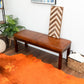 Austin - Antique Leather Bench With Lines - Antique Brown / Brown / Rustic / Tan