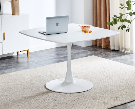 Table Mid-Century Dining Table For 4-6 People With Round MDF Table Top, Pedestal Dining Table, End Table Leisure Coffee Table