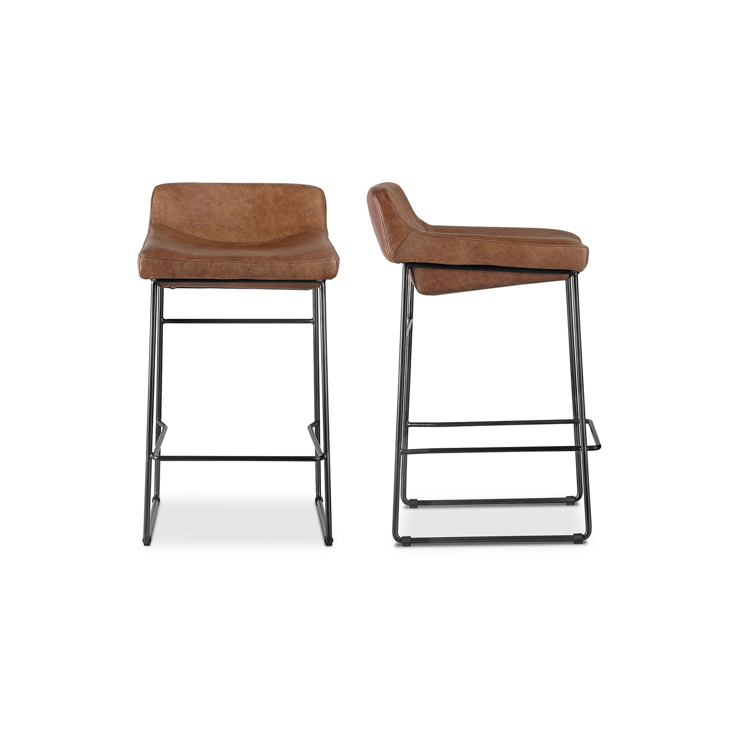 Starlet - Counter Stool Stool Open Road Leather (Set of 2) - Brown