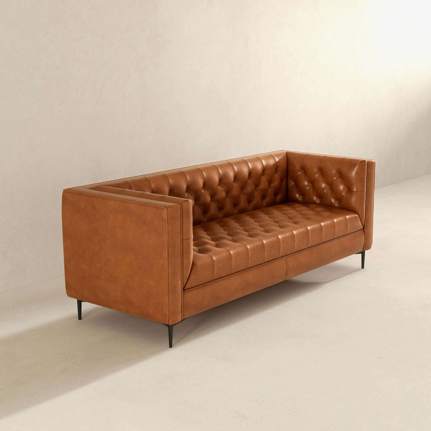 Evelyn - Mid-Century Modern Leather Luxury Chesterfield Sofa