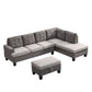 Sofa Set With Chaise Lounge And Storage Ottoman - Gray