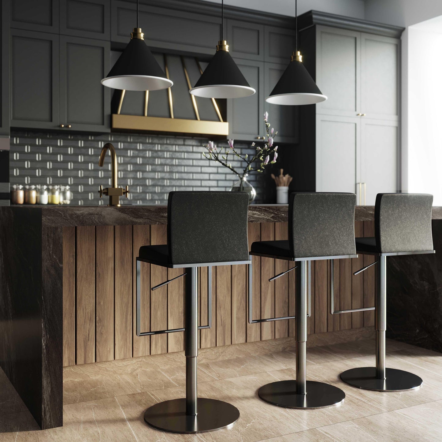 Amalfi - Black Steel Barstool - Black