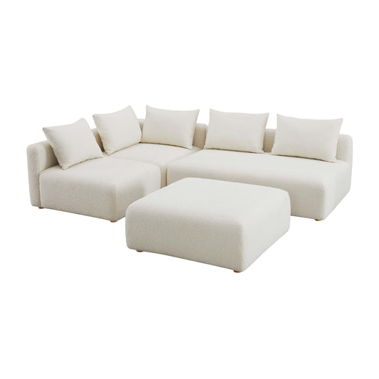 Hangover - Boucle 4-Piece Modular Chaise Sectional - Cream