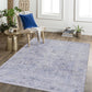 5' x 8' Area Rugs For Dining Room Rug, Washable Rug, Low-Pile, Non-Slip, Non-Shedding, Foldable, Kid & Pet Friendly Area Rugs For Living Room, Bedroom, Kitchen, Dining Room - Blue / Cream