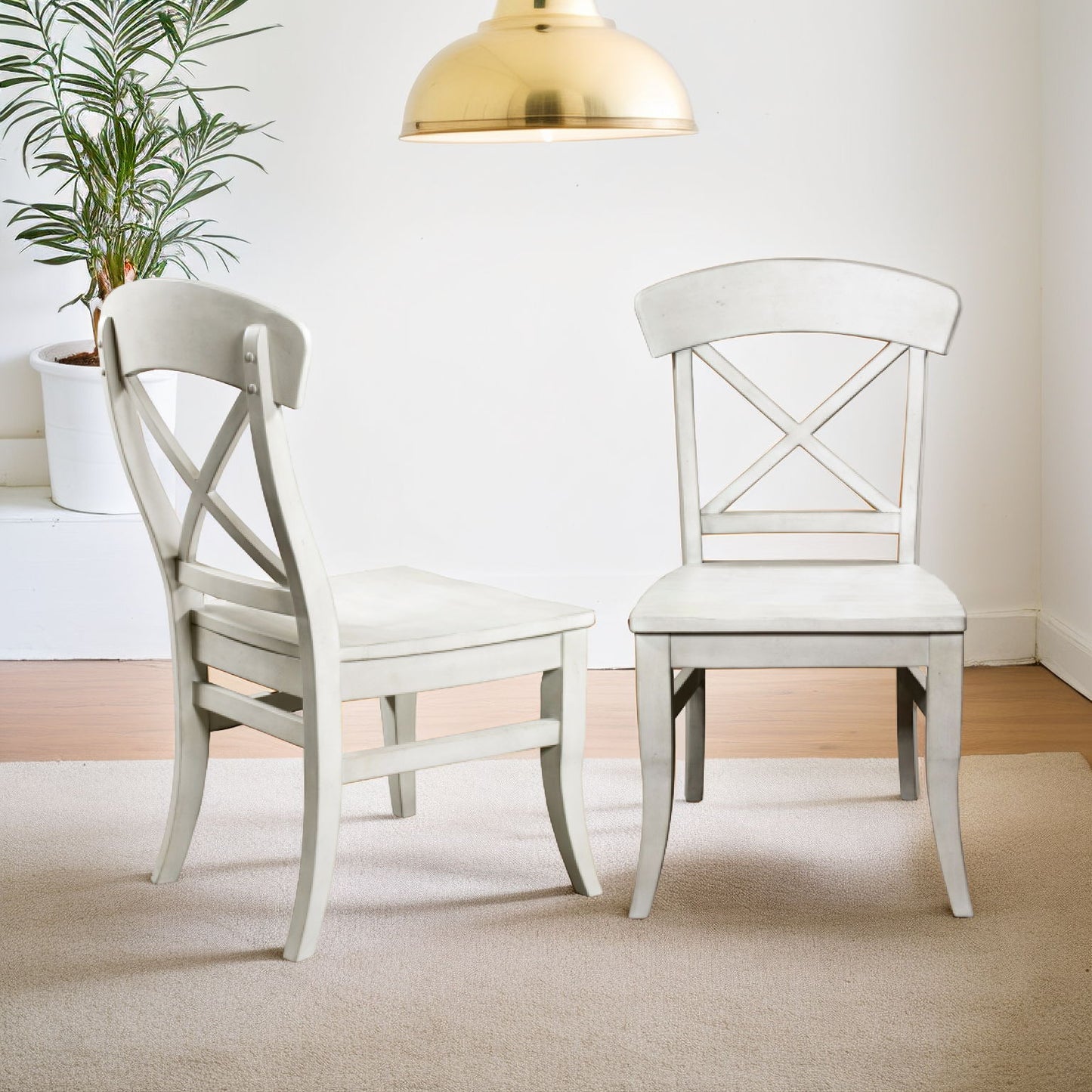 Harola - Cross-Back Dining Side Chairs In (Set of 2) - Smoky White