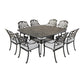 Square 8 Person 64" Long Aluminum Dining Set With Cushions