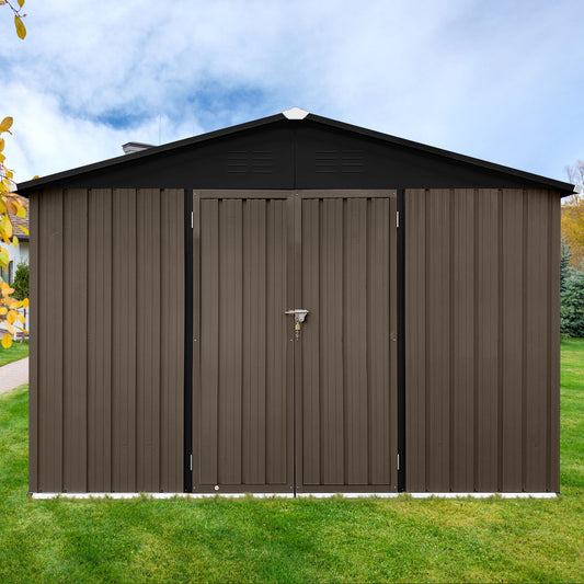 10'x12' Garden Sheds Outdoor Storage Sheds - Brown / Black