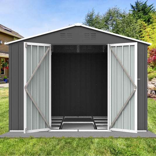 10' x 8' Garden Sheds Outdoor Storage Sheds - Gray