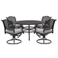 Stylish Outdoor 5 Piece Aluminum Dining Set With Cushion, Swivel And Rocking Chairs - Sandstorm