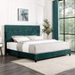 King Size Velvet Tufted Upholstered Platform Bed - Green