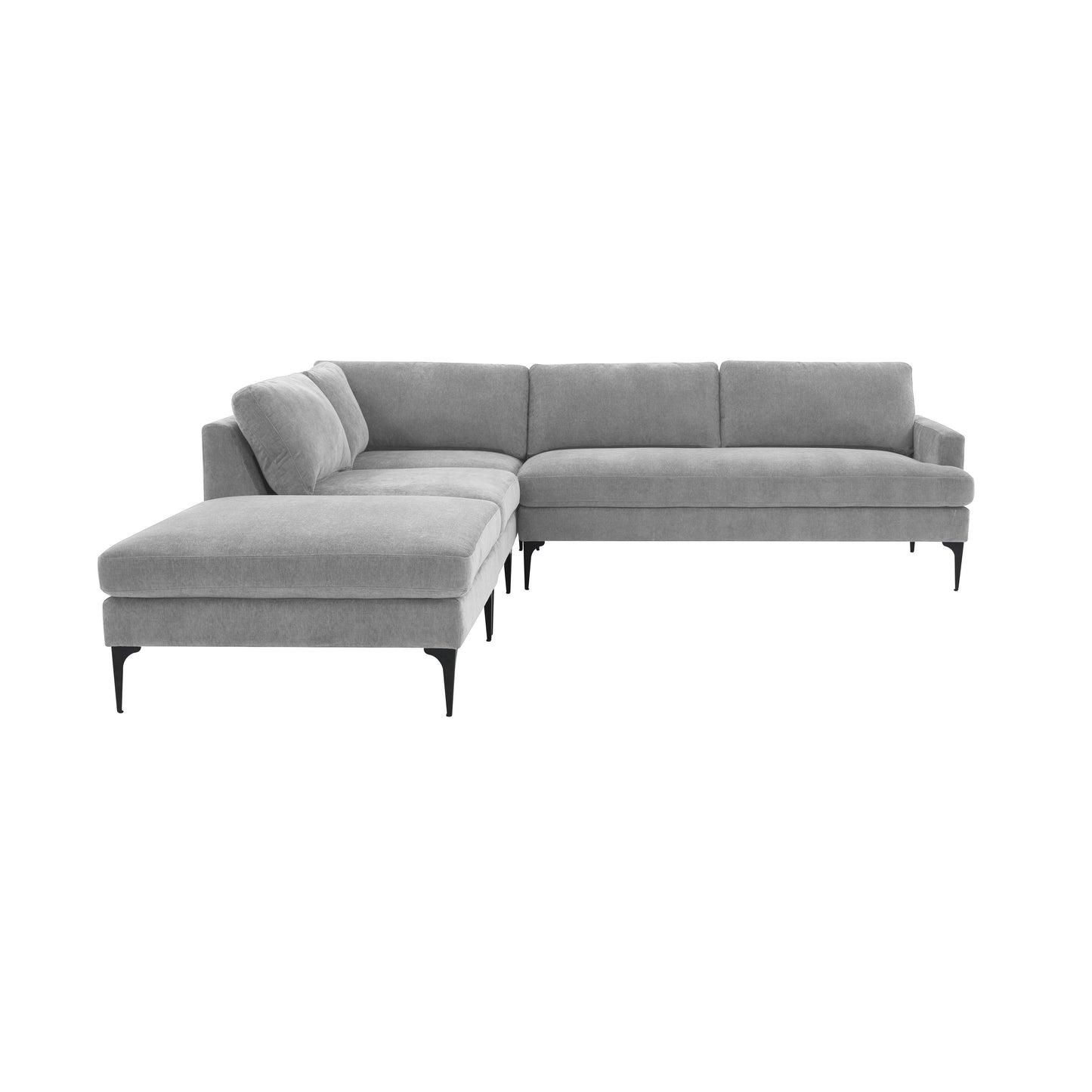 Serena - Velvet Large Chaise Sectional With Black Legs