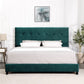 King Size Velvet Tufted Upholstered Platform Bed - Green