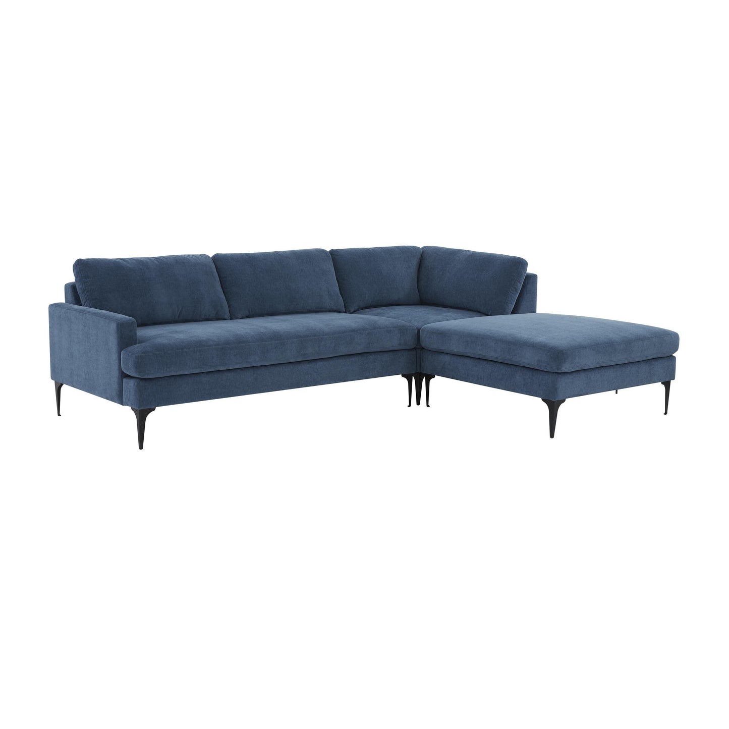 Serena - Velvet Chaise Sectional With Black Legs