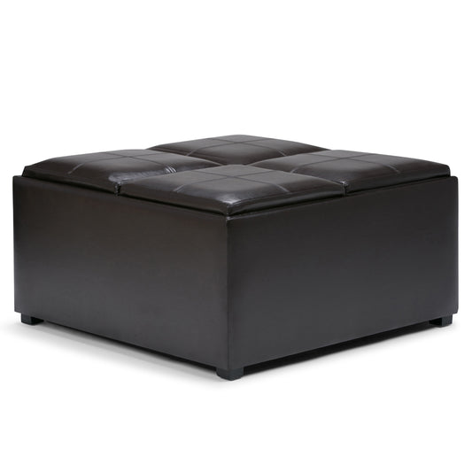 Avalon - Square Coffee Table Storage Ottoman - Tanners Brown