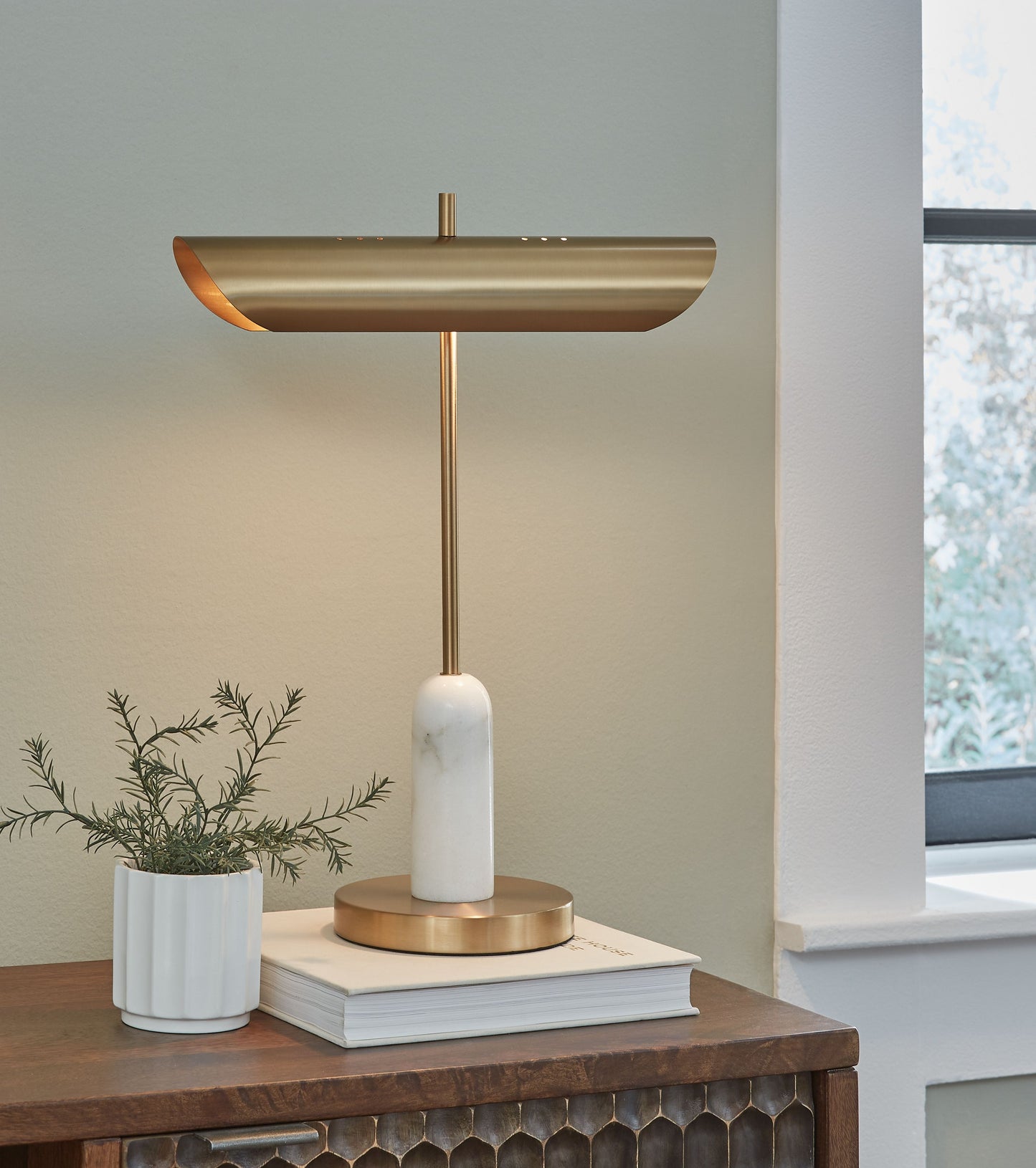 Rowleigh - Gold Finish / White - Marble Desk Lamp