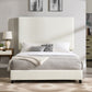 Queen Size White Boucle Upholstered Platform Bed - White