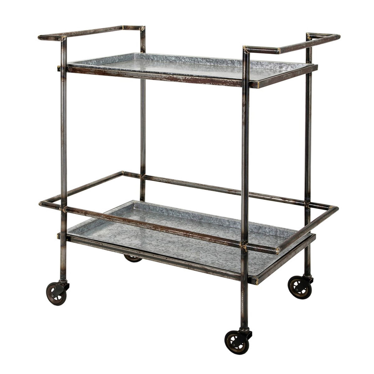 Percy Galvanized Metal Bar Cart - Gray / Black