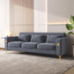 Velvet Sofa With Pillows And Gold Finish Metal Leg For Living Room