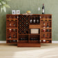 Home Bar Cabinet, Industrial Rattan Door Fold Out Bar Cabinet With Storage Bar Table - Walnut