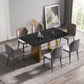 Modern Artificial Stone Black Straight Edge Metal Leg Dining Table