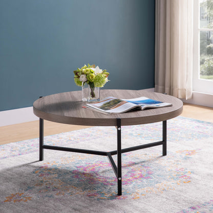 Round Coffee Table With White Metal Legs