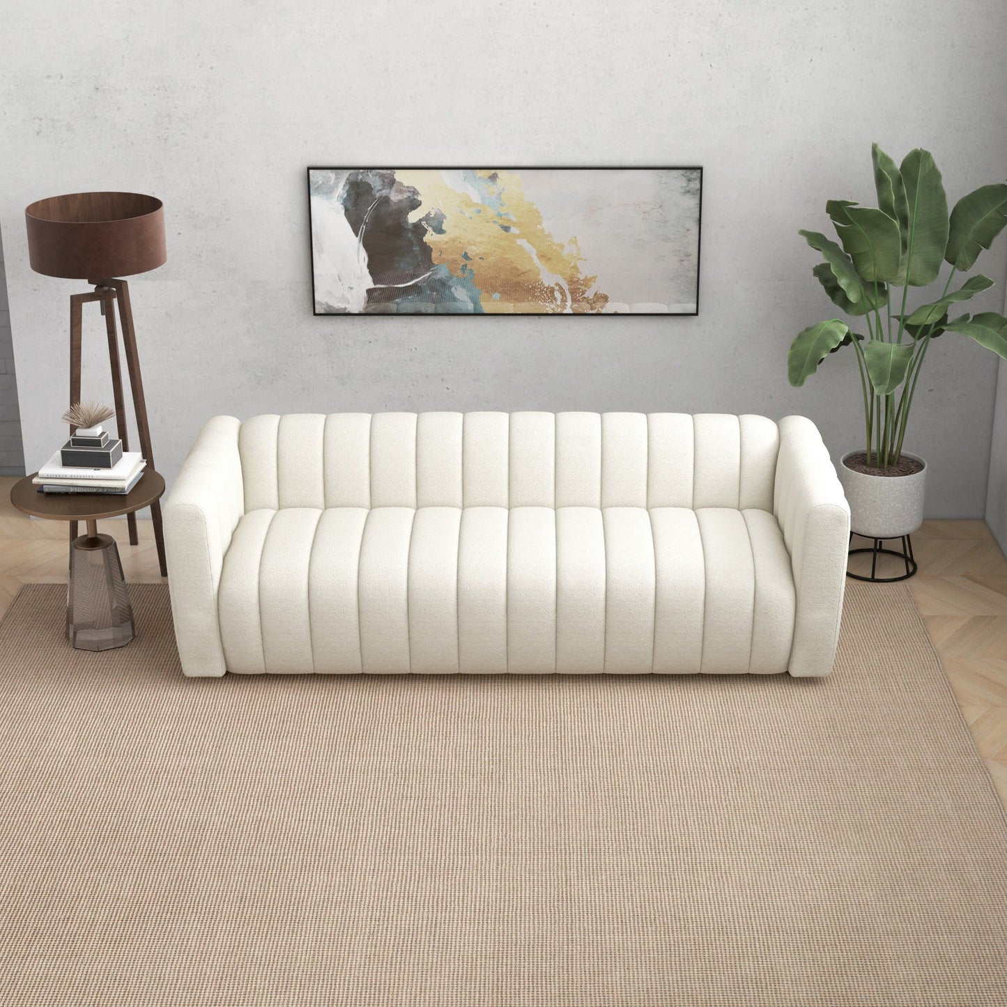 Elrosa - Channel Mid-Century Modern Tufted Sofa