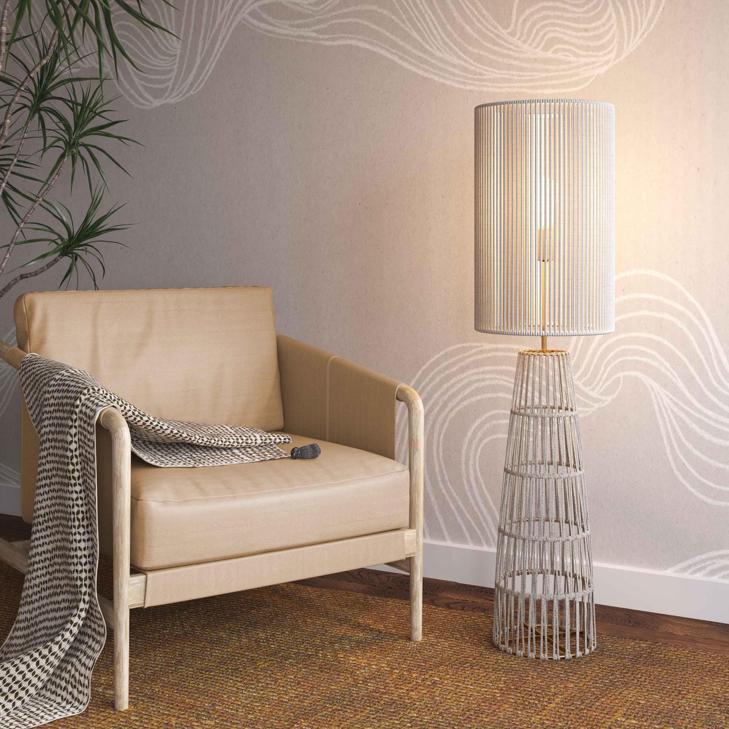 Beam - Jute Floor Lamp - Cream / Natural