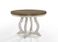 Havanna - 5 Piece Wide Contemporary Round Dining Table With Off White Fabric Chairs (Set of 5) - Vintage Walnut