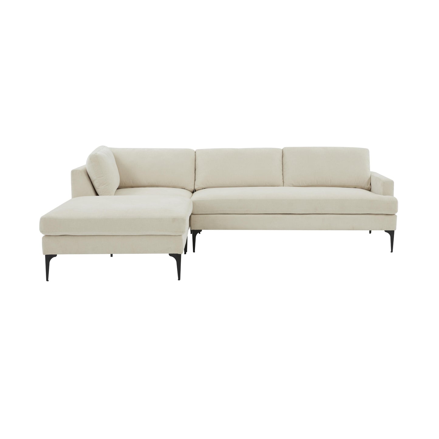 Serena - Velvet Chaise Sectional With Black Legs