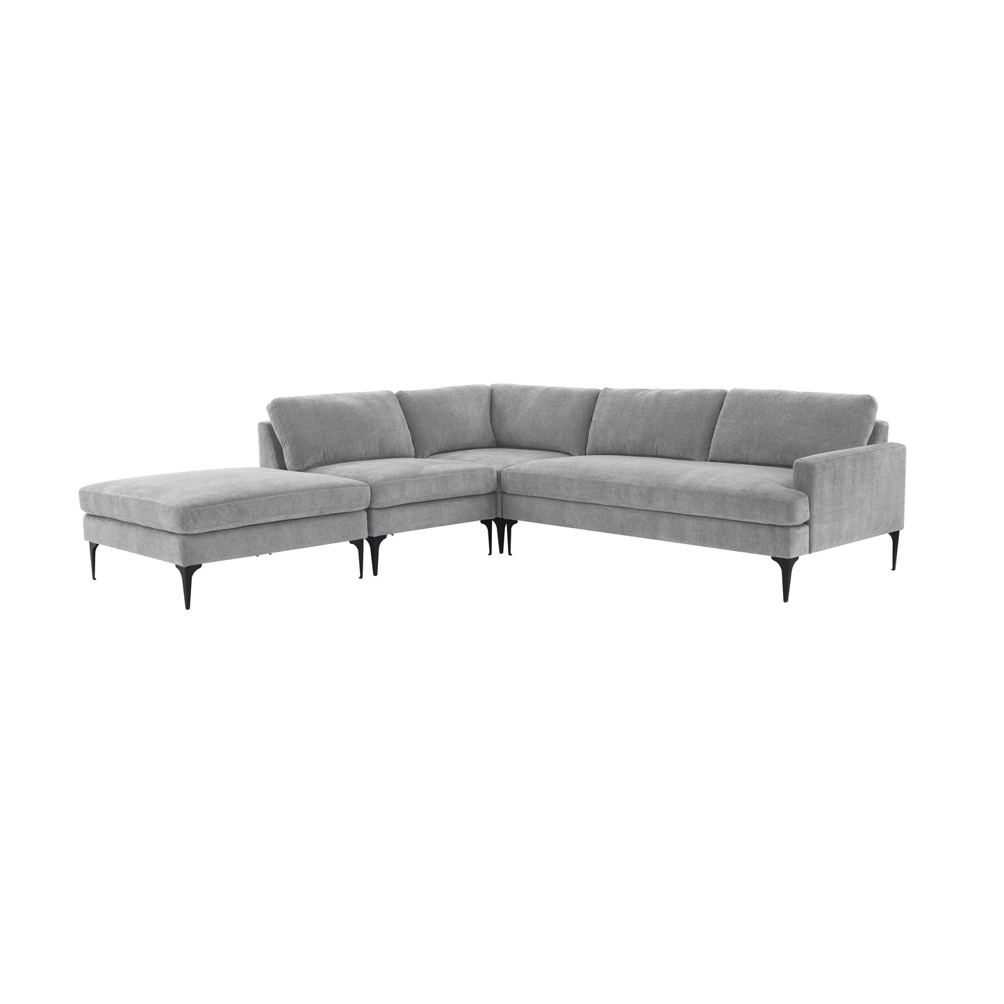 Serena - Velvet Large Chaise Sectional With Black Legs