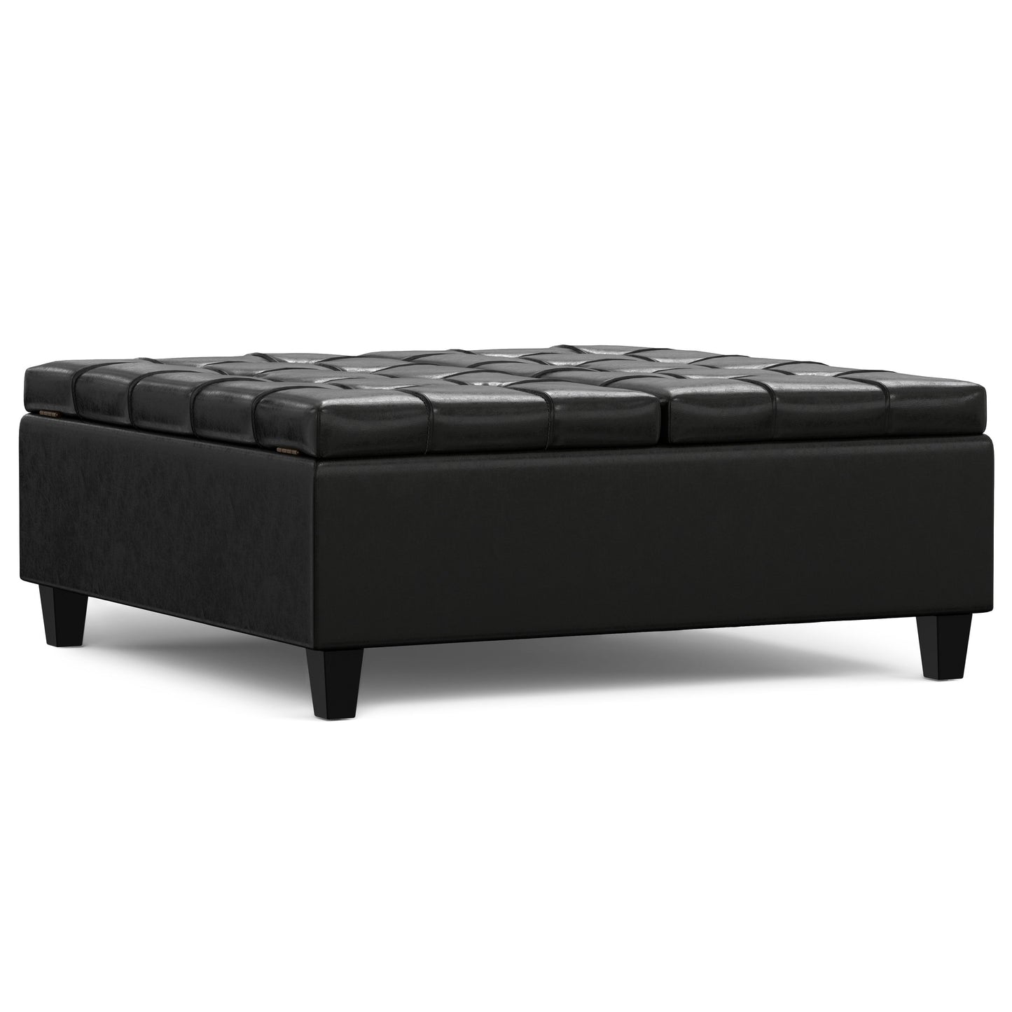 Harrison - Large Square Coffee Table Storage Ottoman - Black