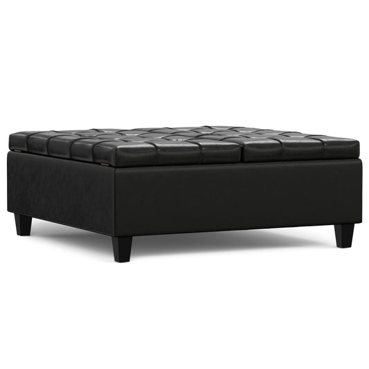 Harrison - Large Square Coffee Table Storage Ottoman - Black