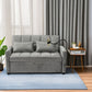 Modern Velvet Loveseat Futon Sofa Couch Pullout Bed, 55.33" Love Seat Lounge Sofa Bed, Armrest With Three USB Ports, Two Side Pockets, Two Cup Holders And 360 DegreeSwivel Phone Holder For Living Room - Gray