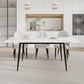 78.74" Modern Artificial Stone Straight Edge Black Metal Leg Dining Table - White