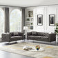 Wide Sofa With Jeweled Buttons Square Arm, 2 Pillows