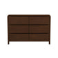 Lionel - Mid-Century Modern Solid Wood 6 Drawer Dresser - Brown